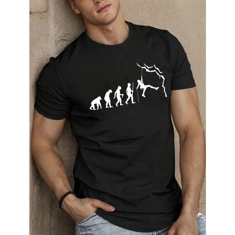 

European Size Men S Short Sleeve T-Shirt for Summer by Climbing Evolution 4XL чорний