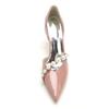 Naked Patent Leather, High Heel, Light Mouth, Pointed Tip, Thin Heel, Pearl Word with Large Size.