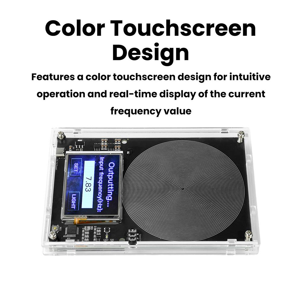 DC 5V Schumann Wave Generator 0.01-99999Hz Adjustable Frequency Sine Wave Signal Generator Type C Touch Screen Audio Resonator