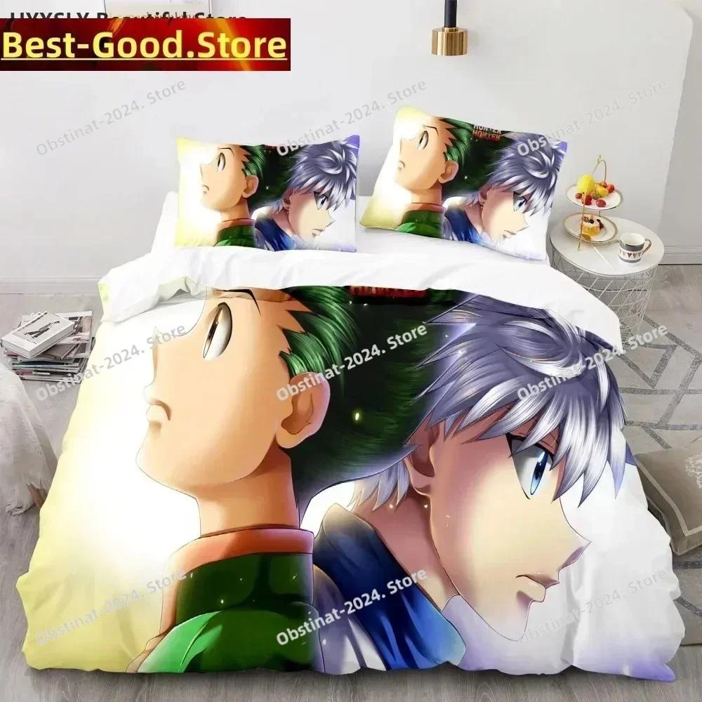 Hunter X Hunter Bedding Set Japanese Anime Printed Single Comforter Quilt Duvet Cover Pillow Case 3 Pieces Sets Kids Adult Size