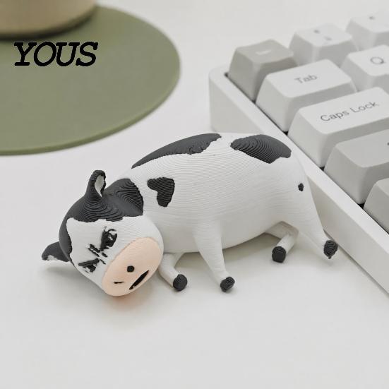 Cartoon Animal Figurine 3D Printed Dairy Cow Figurine, Cattle Statue for Desk Decor, Mini Sculpture Home Office, Gift Lovers