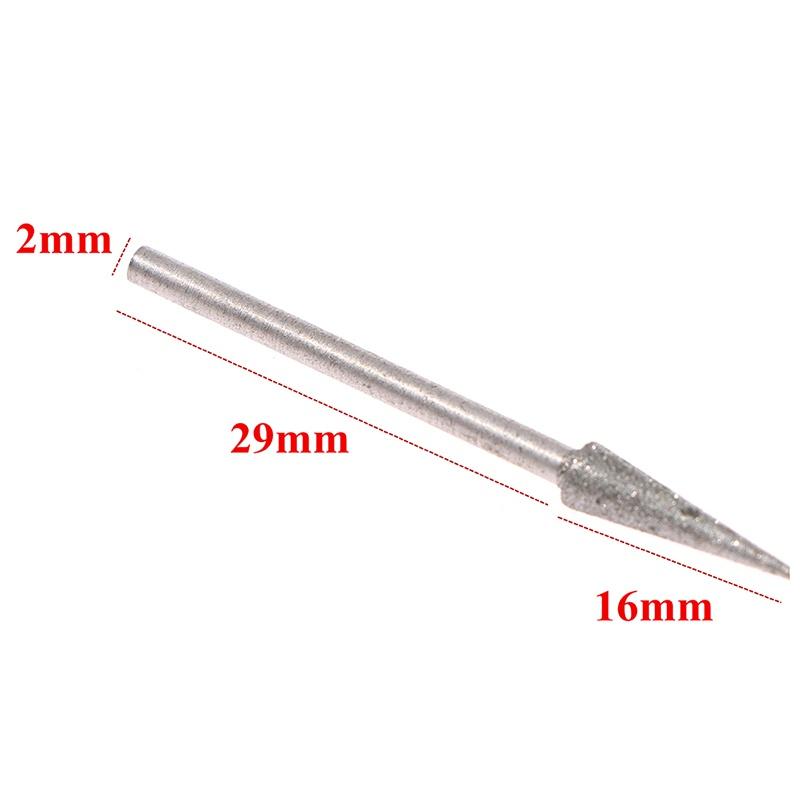 6Pcs 1-4mm Diamond Grinding Head Needle Bits Burrs Engraving Carving Tool 2.35mm Shank D Needle