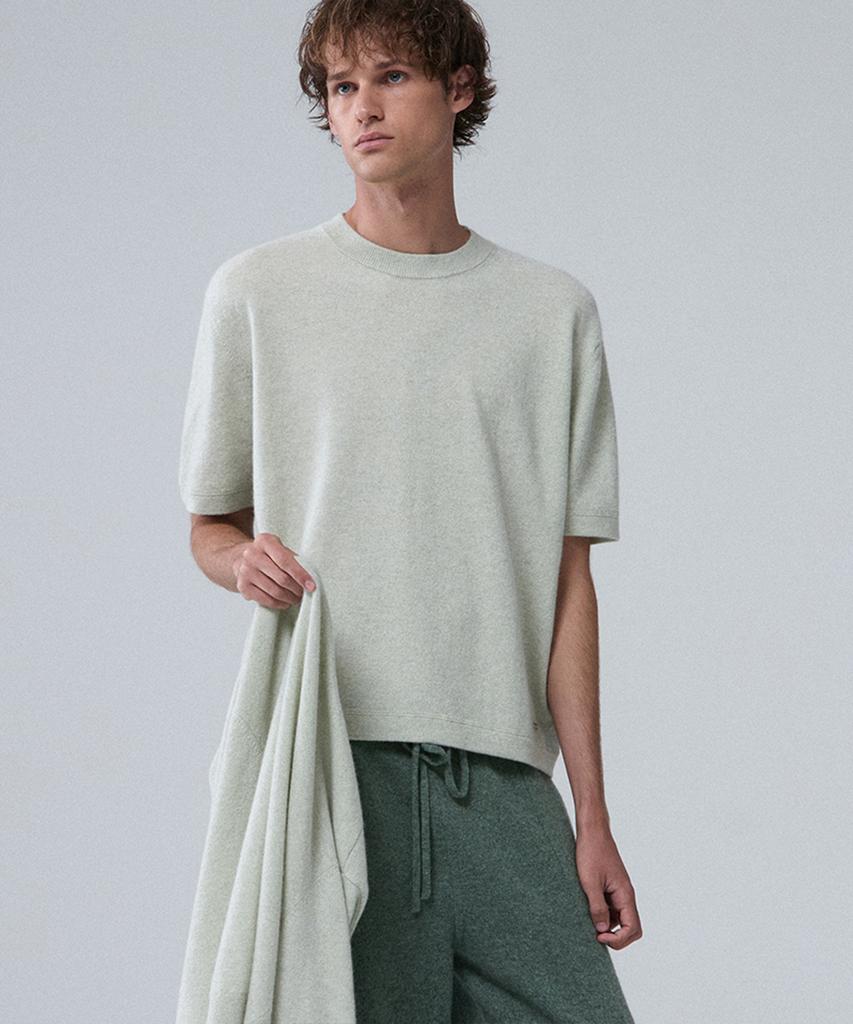 UMARMUNG Wool Cashmere Half Sleeve Pullover_Mint