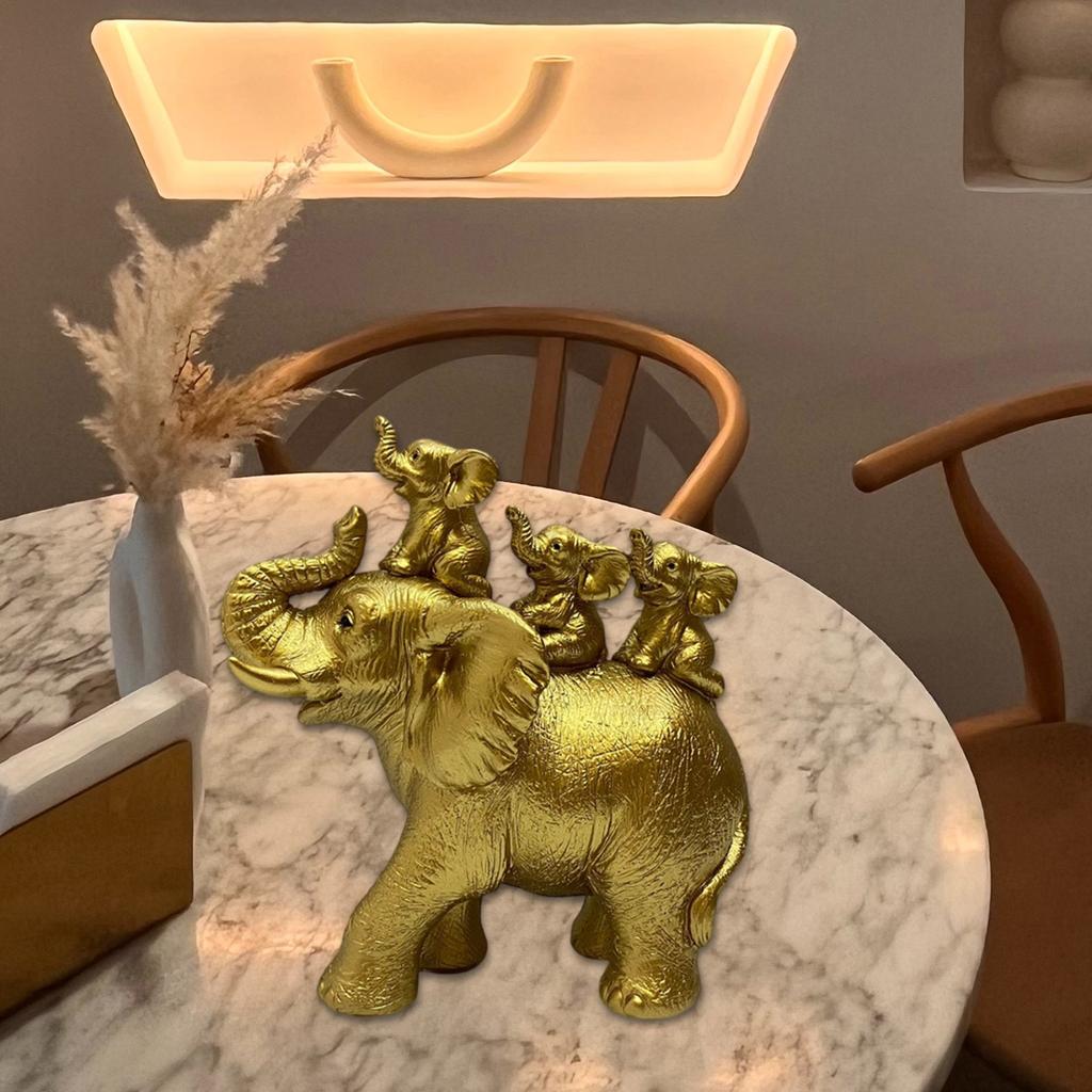 Elegant Resins Elephant Mother and Baby Figurine Sculpture for Home Decoration Collectible Ornament and Gift Giving
