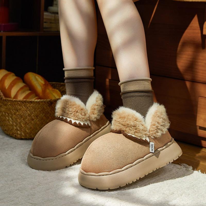 Women Winter Snow Boots Cozy Faux Fur Suede Thick Sole Platform Keep Warm Fluffy Anti-slip Light Platform Ladies Shoes