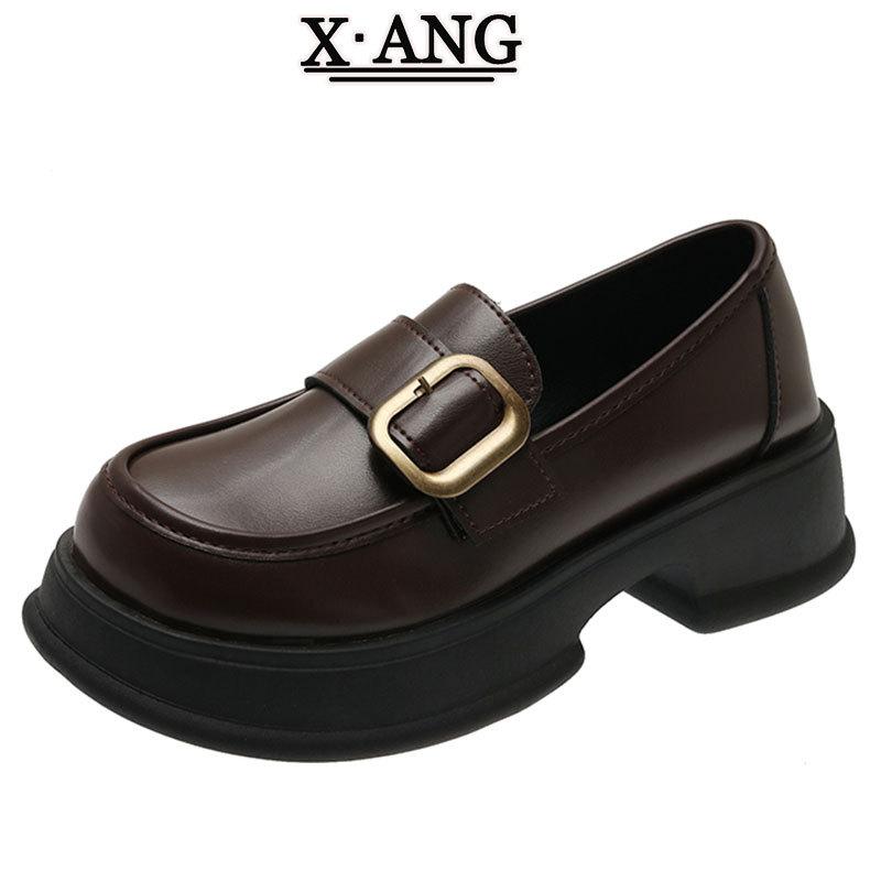 

Кожаные лоферы женская обувь 2025 весна новая обувь на одном ремешке, обувь Мэри Джейн на платформе, британские маленькие кожаные туфли 40