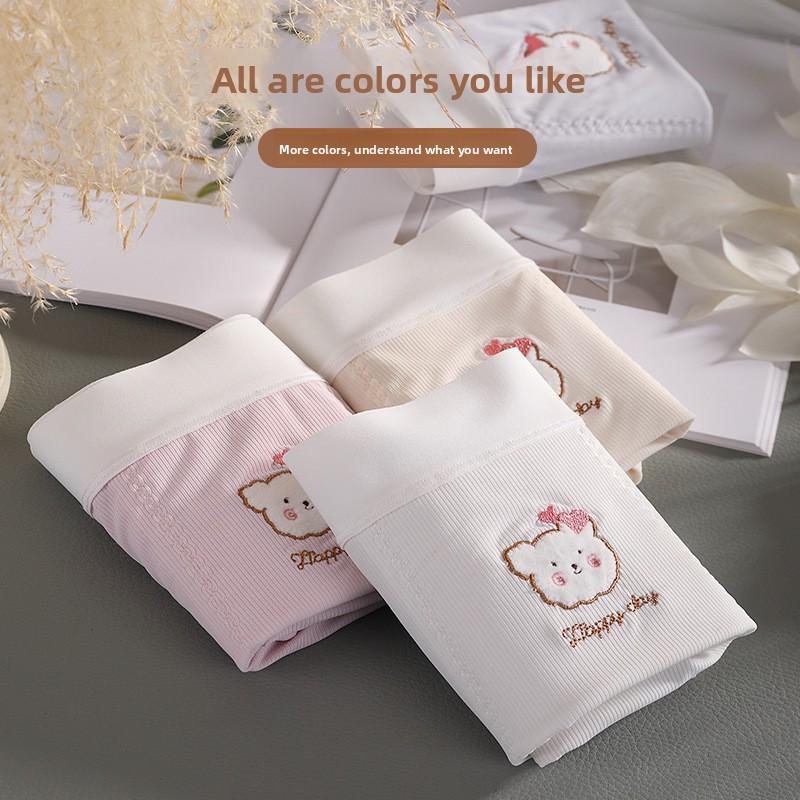 Bragas Antibacterianas de Algodón Hielo para Mujer, Talla Grande, Nuevo Estilo, Bordado, Cintura Alta, Cubre Vientre