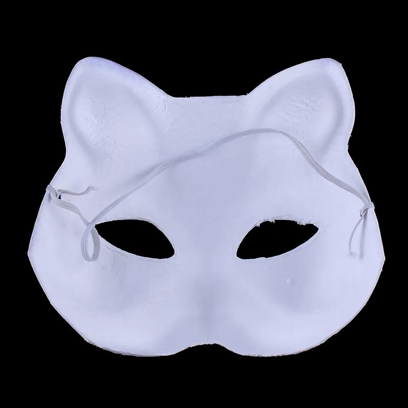 Anime Foxes Mask Japanese Cosplay Rave Håndmalt Anime Demon Slayer Half Face Cat Masks Halloween Dress Up Festival rekvisita