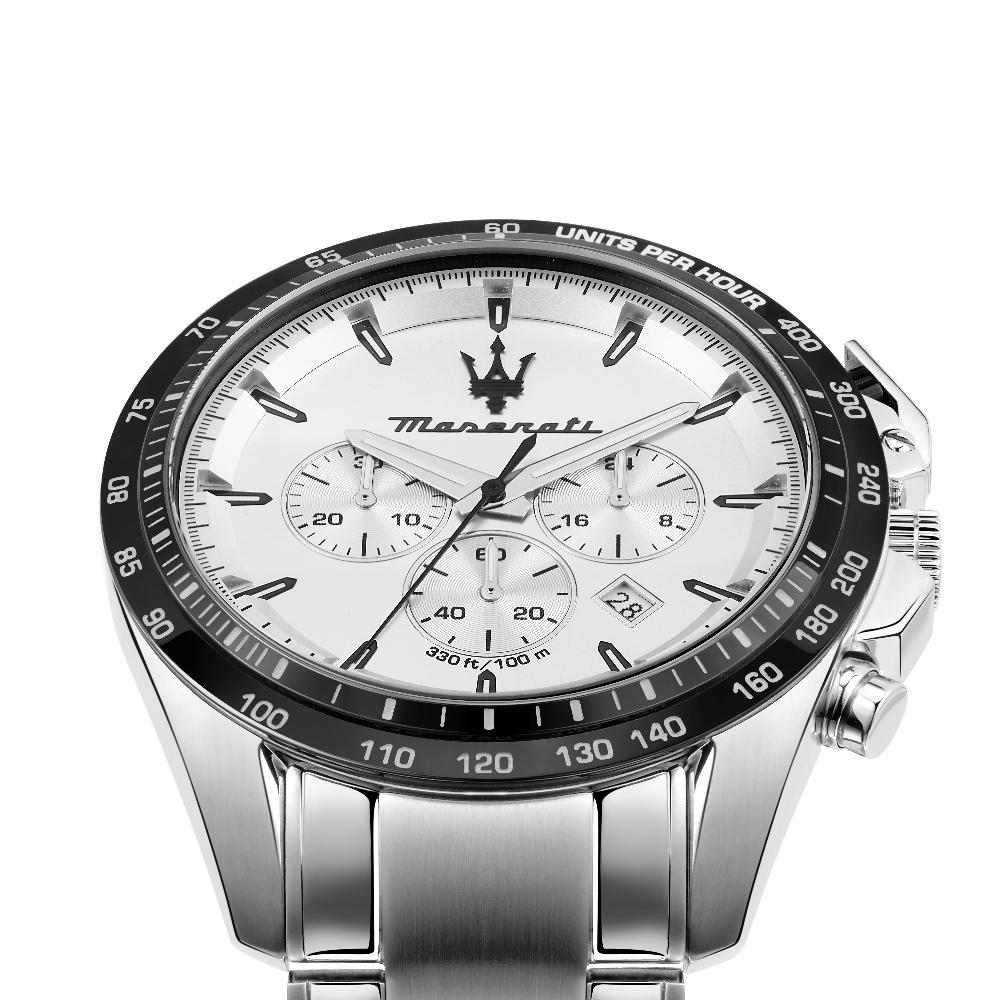 Maserati Orologio da uomo al quarzo cronografo Traguardo in acciaio inossidabile color argento R8873612049
