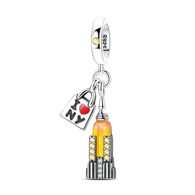 New Copper Charms Beads Pendant Cherry Lemon Heart Tower Charm For Original Bracelet Diy Woman Jewelry Accessories