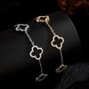 Women's Elegant Luxury Hollow Four-Leaf Flower Bracelet, French Style Jewelry Suitable for Daily Wear and Layering