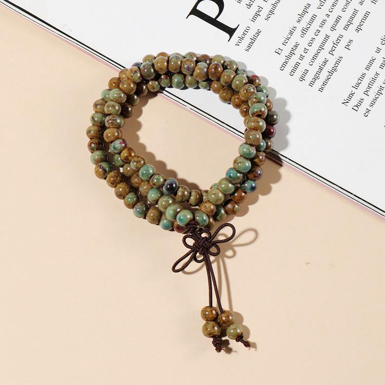 

Fresh Style Ceramic 108 Bead Three-Circle Bracelet for Women