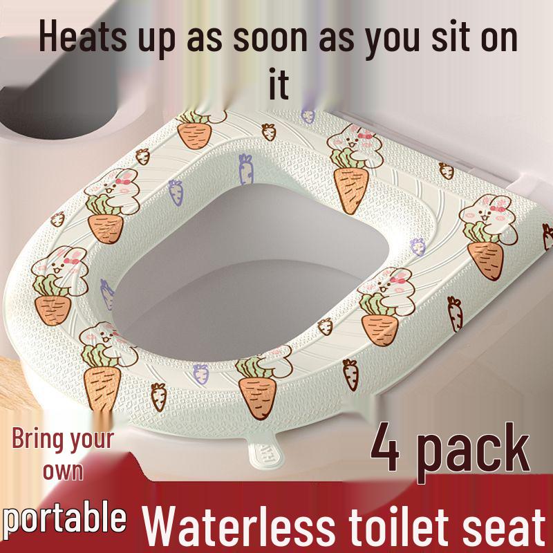 Washable Waterproof Adhesive Toilet Seat Cushion Cover, All-Season, Printed Design