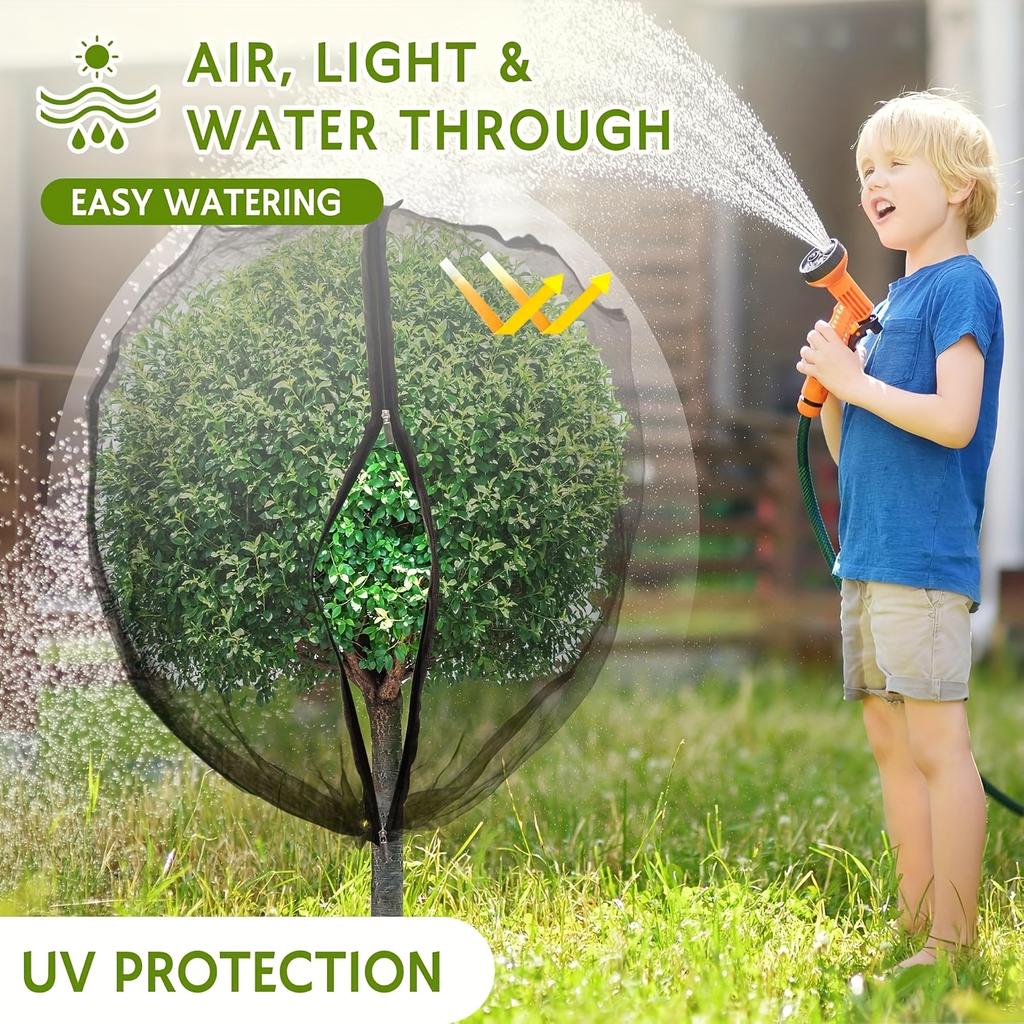 1pc Fruit Tree Netting with Zipper & Drawstring, Breathable Garden Bird Netting Plant Cover - Durable Mesh Barrier for Fruits, Vegetables, Flowers