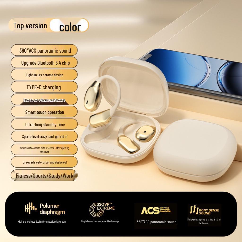 Multilingual AI Translation Bluetooth Earphones with Long Battery Life for Over-Ear Sports Use