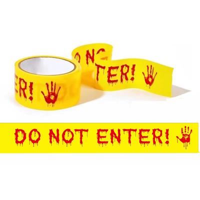 Halloween Tape, 1.9inchesx82ft Yellow, Do Not Enter Tape With Blood Stains, Horror Decorative Tape For Halloween Party Decorations