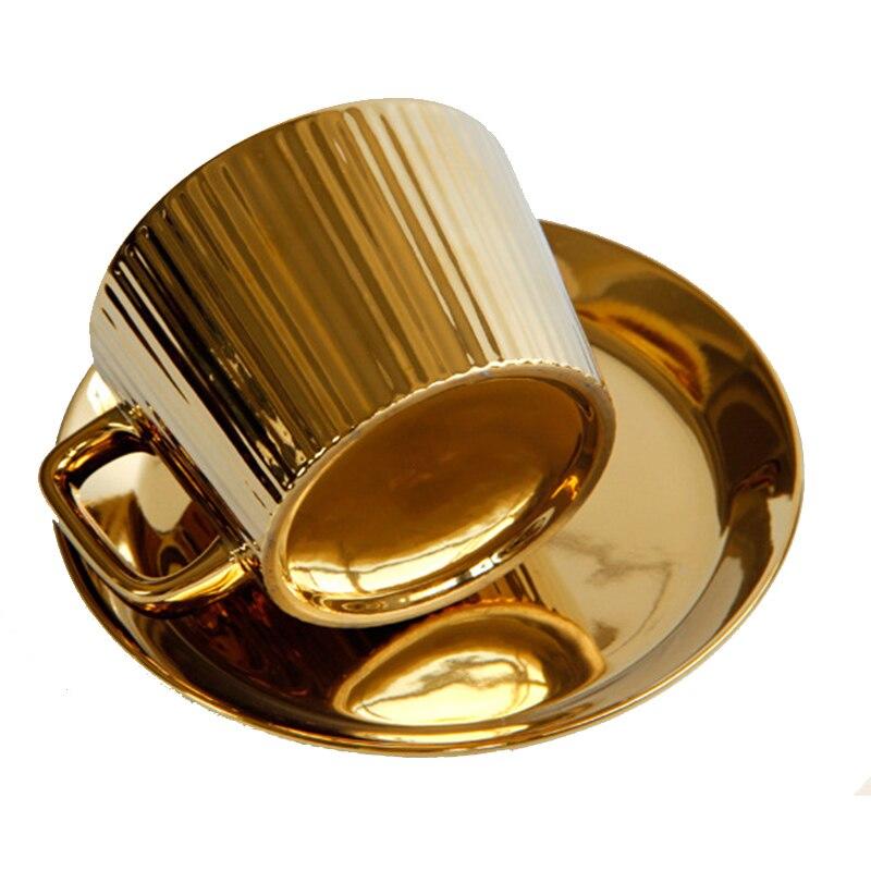 Роскошные Гальванизированные Позолоченные Керамические Кофейные Чашки с Блюдцами Отель Клуб Ресторан Капучино Латте Кофе Молочные Чашки