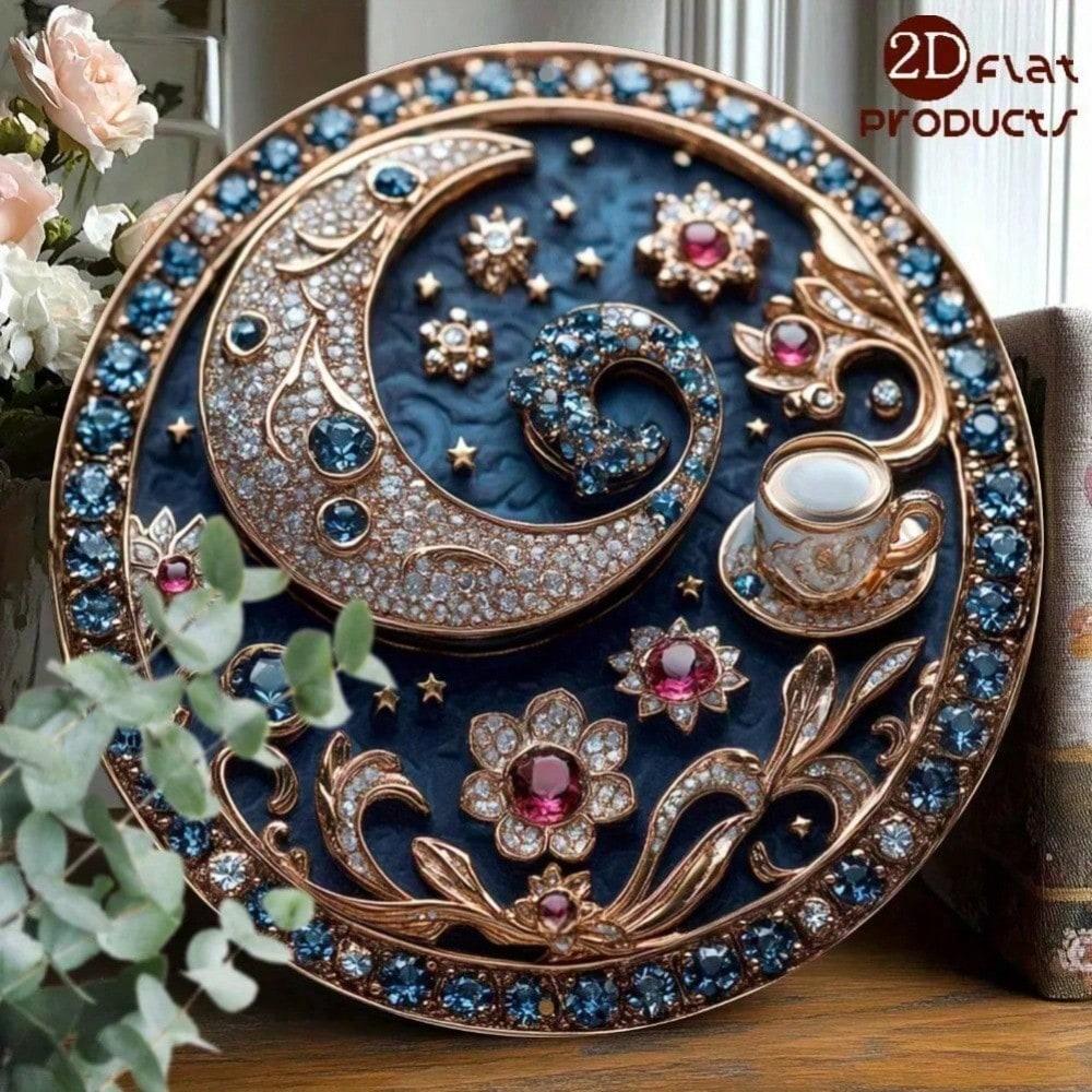 

2D Moon Star Aluminum Wall Art 8x8 Inch Shiny Blue Gold HD Metal Decor For Bedroom Kitchen Living Room 20x20 різнокольоровий