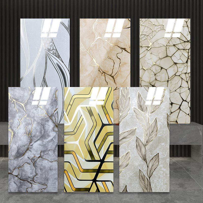 60*30cm Thickened Gold Foil Self-Adhesive Tile Sticker, Faux Ceramic Tile Wallpaper Waterproof  Wallsticker Kitchen & Living Room Decor