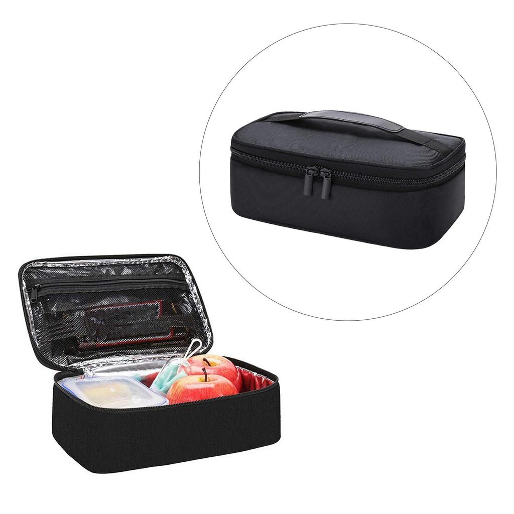 Portable Insulated Lunch Box Leakproof Tote Bag for Picnic Office Work Black
