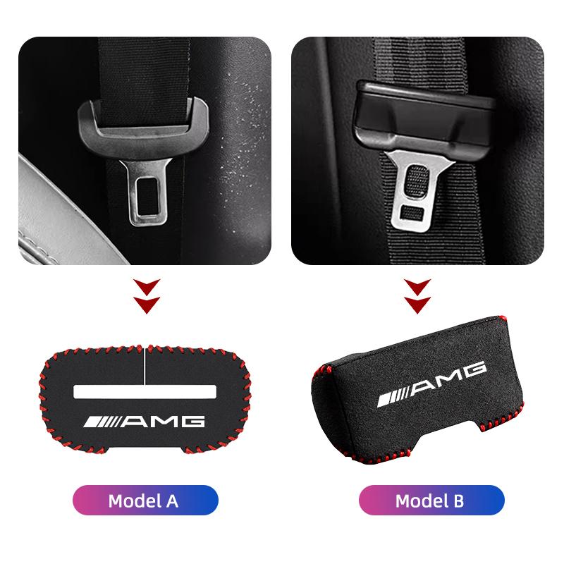 Car Seat Belt Buckle Plug Cover Suede Protective Accessories For Mercedes Benz AMG W204 W206 W205 W203 W211 W212 W213 W210 W124 JDFX1