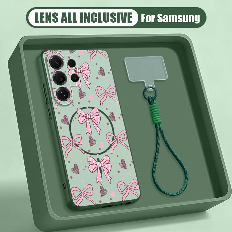 Pink Bowknots Print Case For Samsung S26 Ultra S25 FE S24 S24 Plus A57 A37 A17 A56 A36 A16 A55 A35 A15 A54 5G Hybrid Magnetic Matte Cover