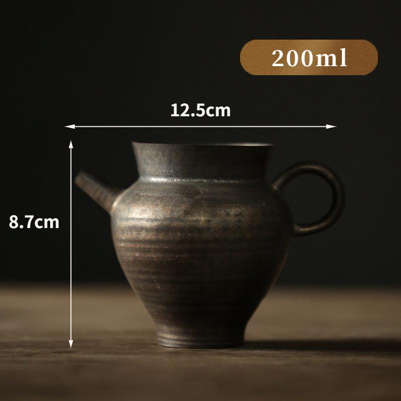 200ml džbán na čaj v japonském stylu Rustově glazovaný keramický Fair Cup Tenký Tire Tea Divider Čajová konvice s rukojetí Domácí Kung Fu čajová souprava