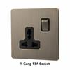 LangYeao Messinghebel UK Kippschalter Buster und Stanzlichtschalter Stil Edelstahlplatte Vintage Retro Wandschalter Steckdose