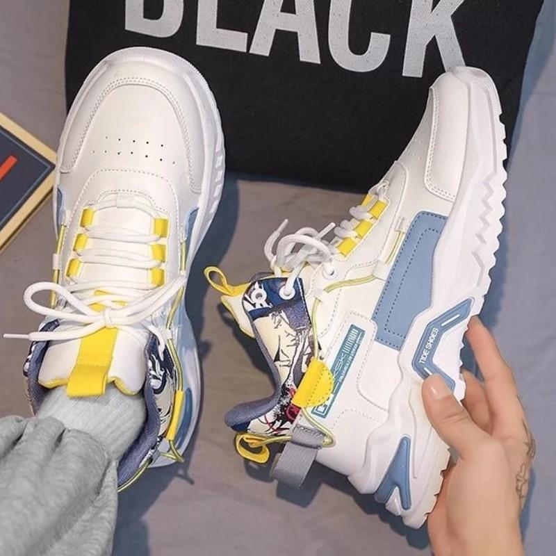 Trendy Men's High Top Hidden Height Increase Thick Sole Lace Up Sport All Match Casual Running Spring Autumn 2026 Fashion Shoes