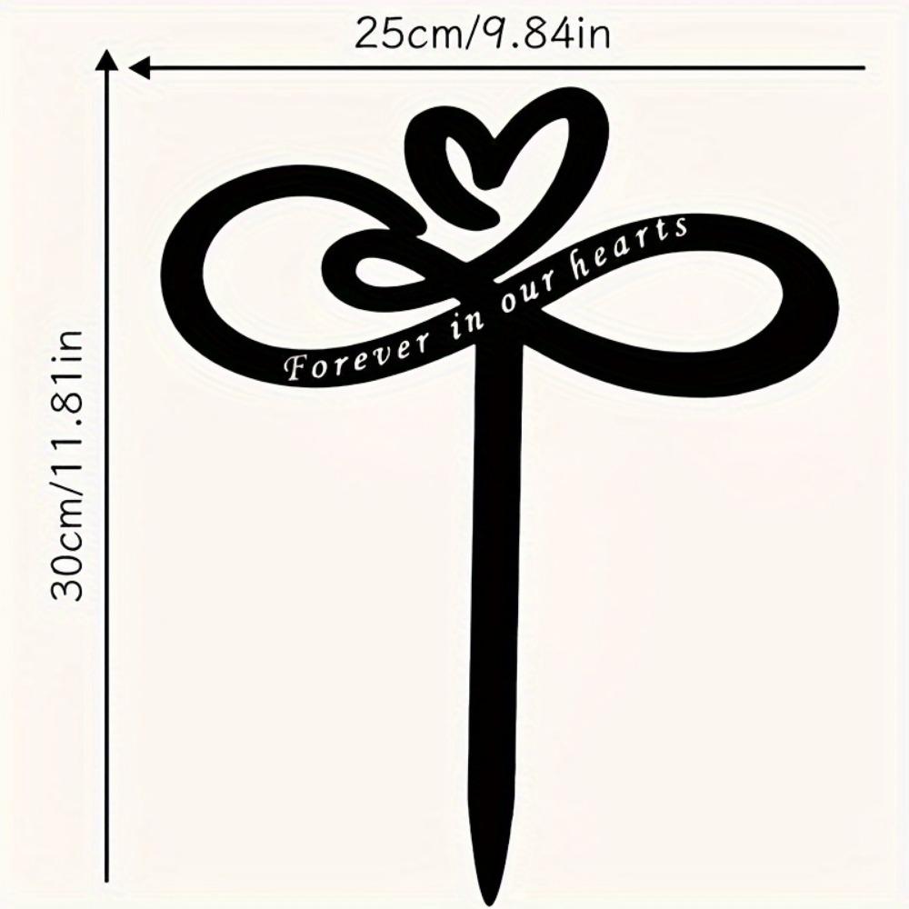 1pc Metal Inlay Memorial Garden Stake, "Forever In Our Hearts" Gravestone Tribute, Outdoor Yard Tribute Iron Grave Marker