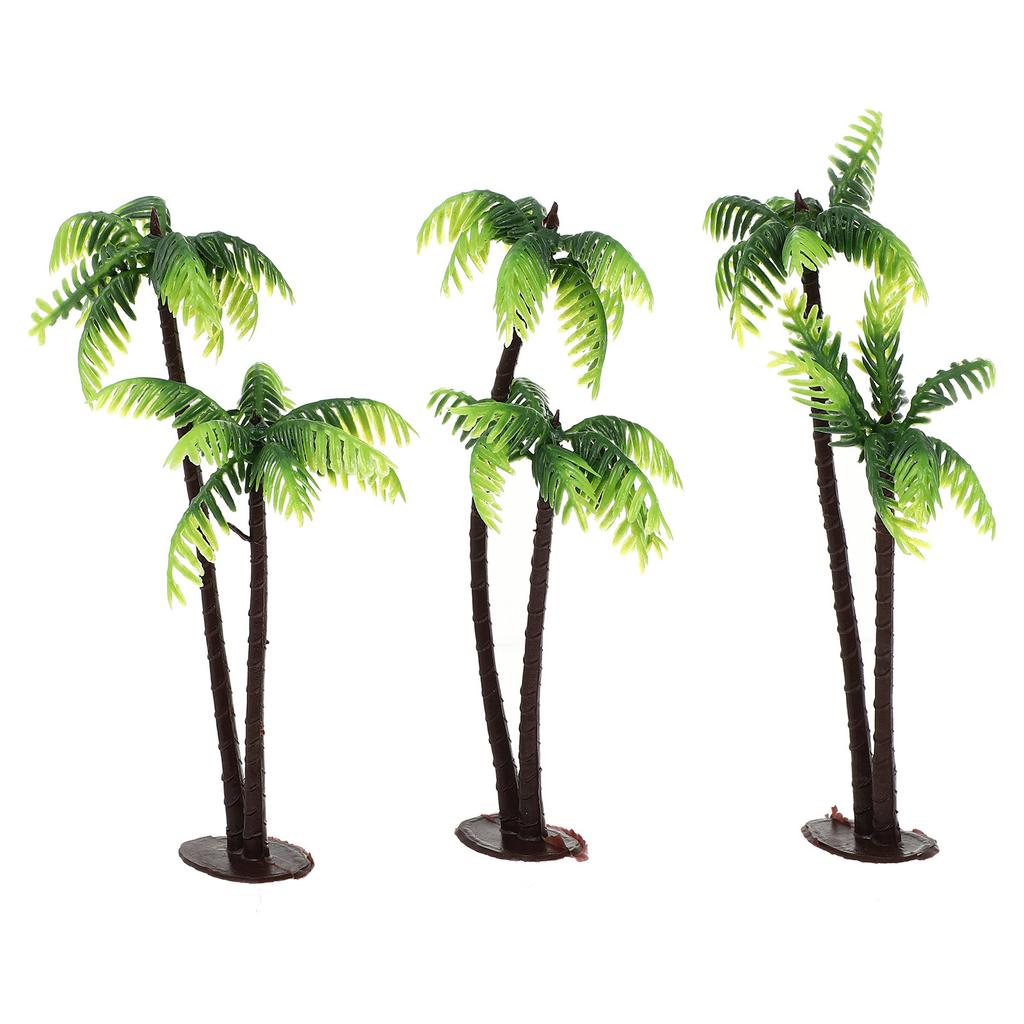 3Pcs Plastic Coconut Palm Tree Miniature Micro Landscape Supplies Bonsai Craft Garden Decoration Tiny Palm Tree Fairy Garden
