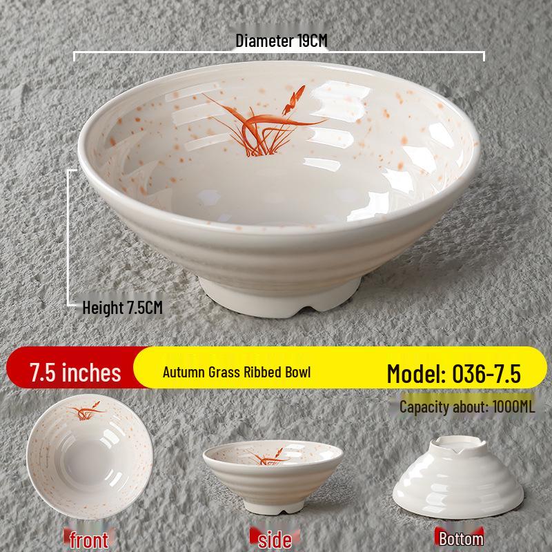 Durable Melamine Noodle Bowl - Imitation Porcelain for Soup, Ramen, Mala Tang & Luosifen