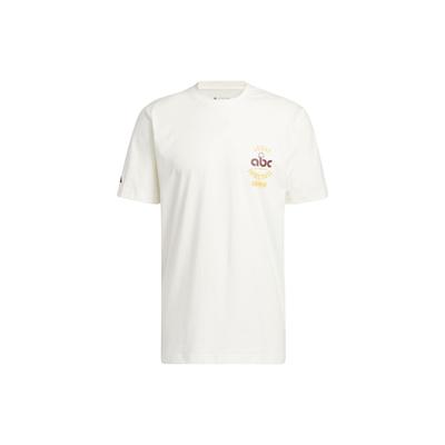 Camp Story Print Basketball Short Sleeve T-Shirt Men Tops White IM4610