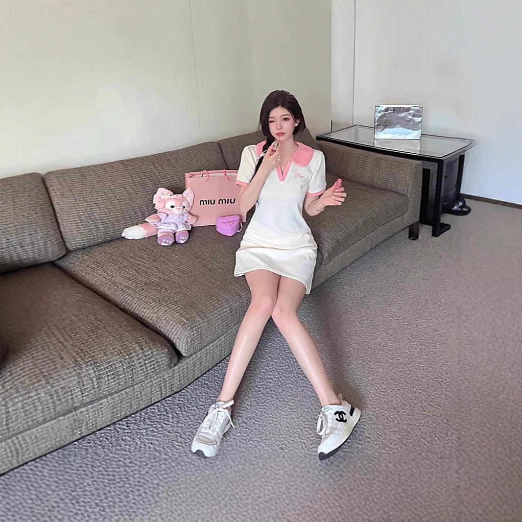 

Маленька препі-сукня-поло у французькому стилі: Солодкий та Гострий Літній Випуск XXXL бежевий