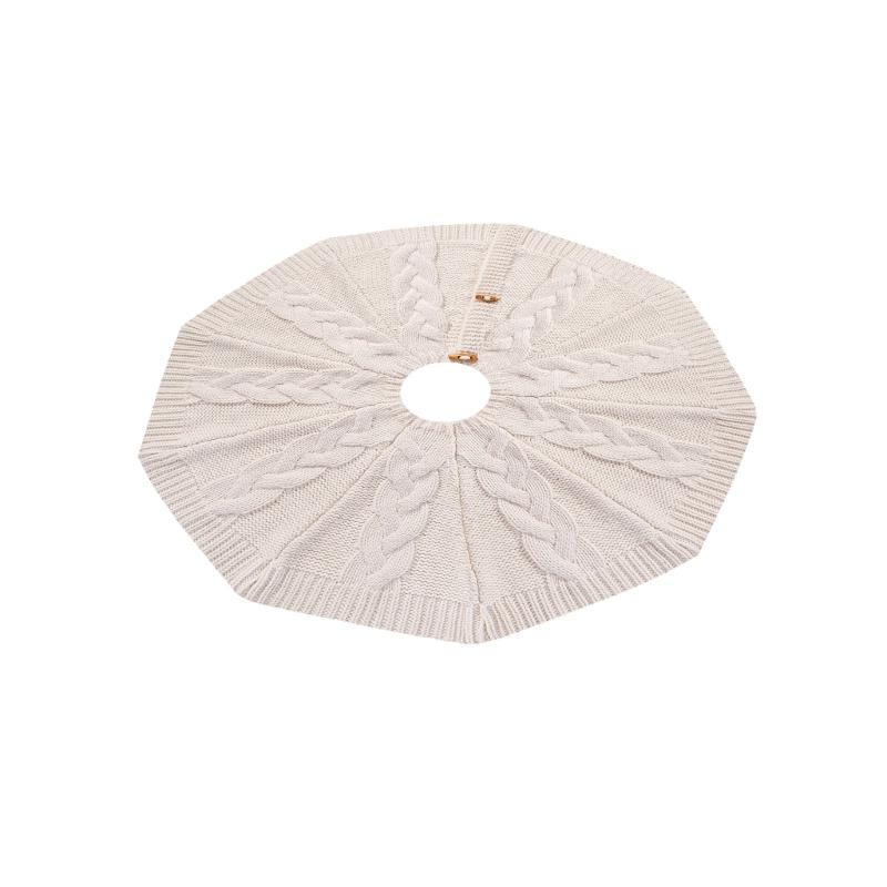 Vit Stickad Julgranskjol Trädstamskydd 61/92 cm Diameter med Knäppning Högtidsrumsdekorationer