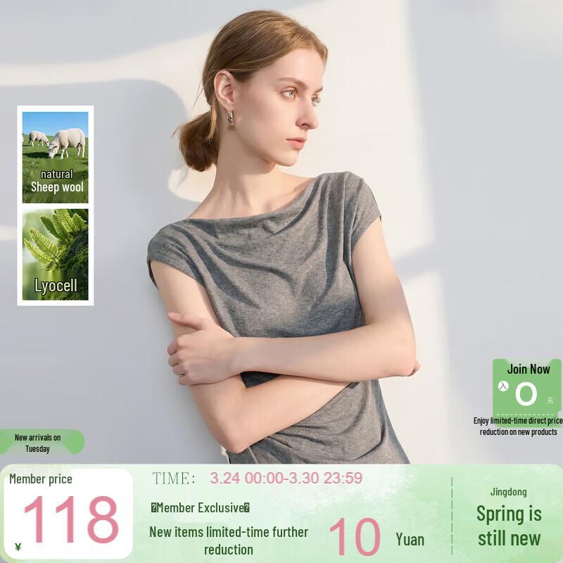 Women s Lyocell Blend Off-Shoulder T-Shirt L