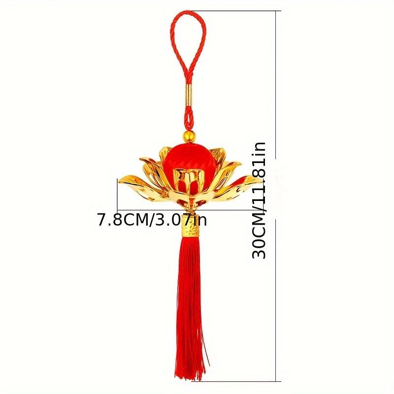 1pc Chinese Style Lotus Flower Lantern Pendant Red Tassel Hanging Decor New Year Indoor Outdoor Festive Ornament Home Decoration