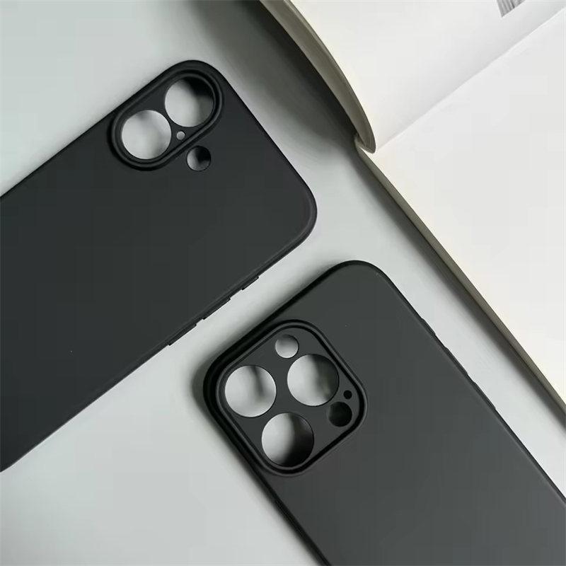 Luxury Full Black Silicone Matte Phone Case For iphone 16 15 14 13 12 11 Pro Max 16 15 16E Back Cover TPU Soft Case