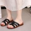 Weiche Sohlen Hausschuhe Sommer Neu Runde Spitze Offene Zehe Kreuz Dünner Riemen Kombination Anti-Rutsch Abriebfest Flache Schuhe
