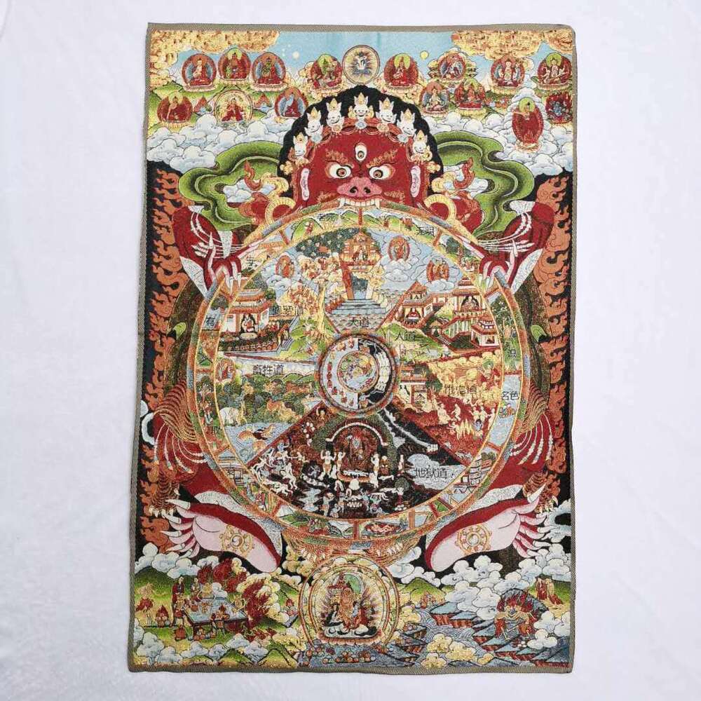 36" Tibet Tibetan Cloth Silk Rulai Buddhism 6 Way Samsara Tangka Thangka Mural