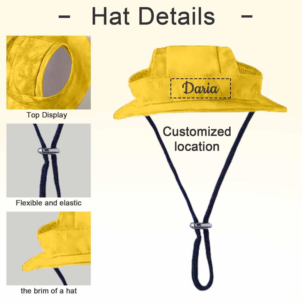 Personalized Custom Embroidered Pet Name Sun Hat Spring And Summer Outdoor Hat Pet Cat Dog Sun Hat Small Dog Sun Hat
