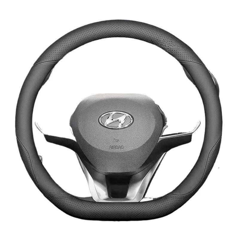 Leather Car Steering Wheel Cover for Hyundai I30 Tucson Ioniq N Grand I10 Elantra I30n I20 Ix35 Palisade Ix20 Kona Santa Fe
