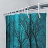 Blå Skog Duschdraperi Skogsnatur Träd Naturskön Bakgrund Turkos Badrumsinredning Vintage Rustik Heminredning Tvättbar Vattentät
