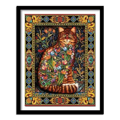 Pittura diamante fai-da-te Punto croce Fiori Ricamo 5D Trapano tondo completo Icona Gatto Decor Pittura