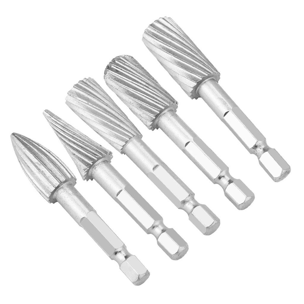 5 Stück 1/4 Zoll Sechskantschaft Schnellarbeitsstahl Fräser Rotationsfeilen Werkzeuge für Aluminium und Eisen Hardware