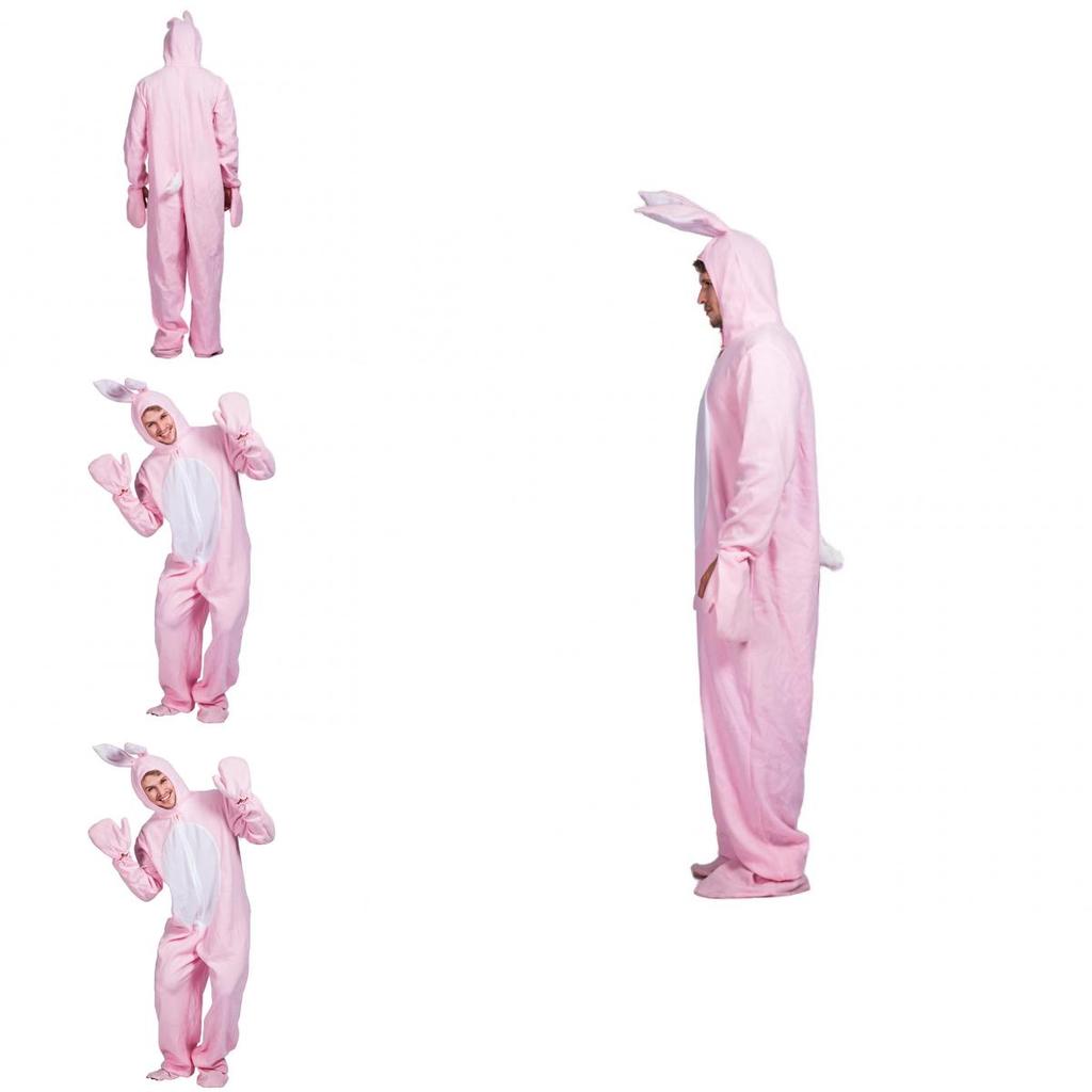 Pink Bunny Costume For Adults With Polyester Material For Cosplay And Halloween Parties
