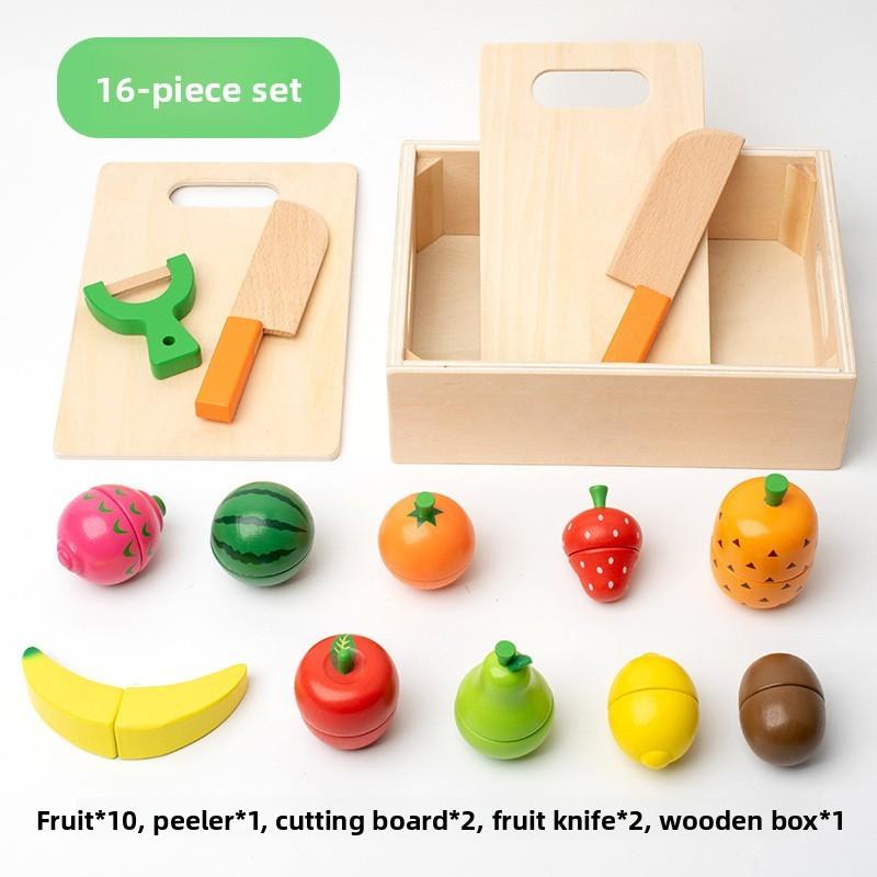 Wooden Fruit And Vegetable Cutting Toy With Magnetic Pieces For Preschool Kids Imaginative Play