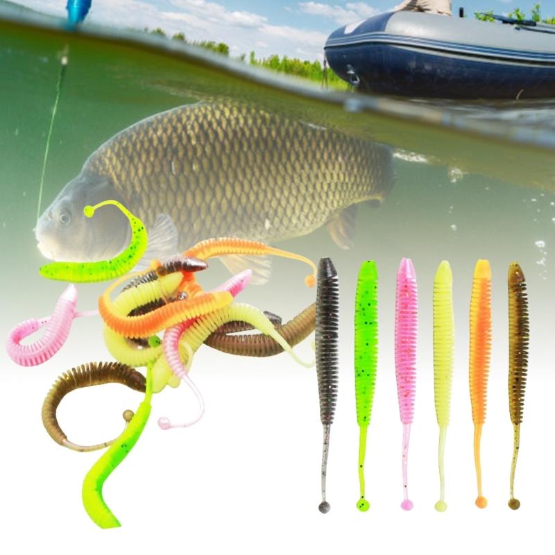 30Pcs Fishing Lures 4.8/6/8cm Artificial Worm Baits for Trout Fishing Swimbaits Soft Lures Tail Baits Fishing Tackle