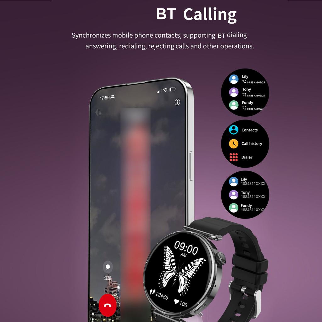 Sports Smart Watches 1.27 Inch High Definition Touch Screen Fitness Tracker with Heart Rate Monitoring Black