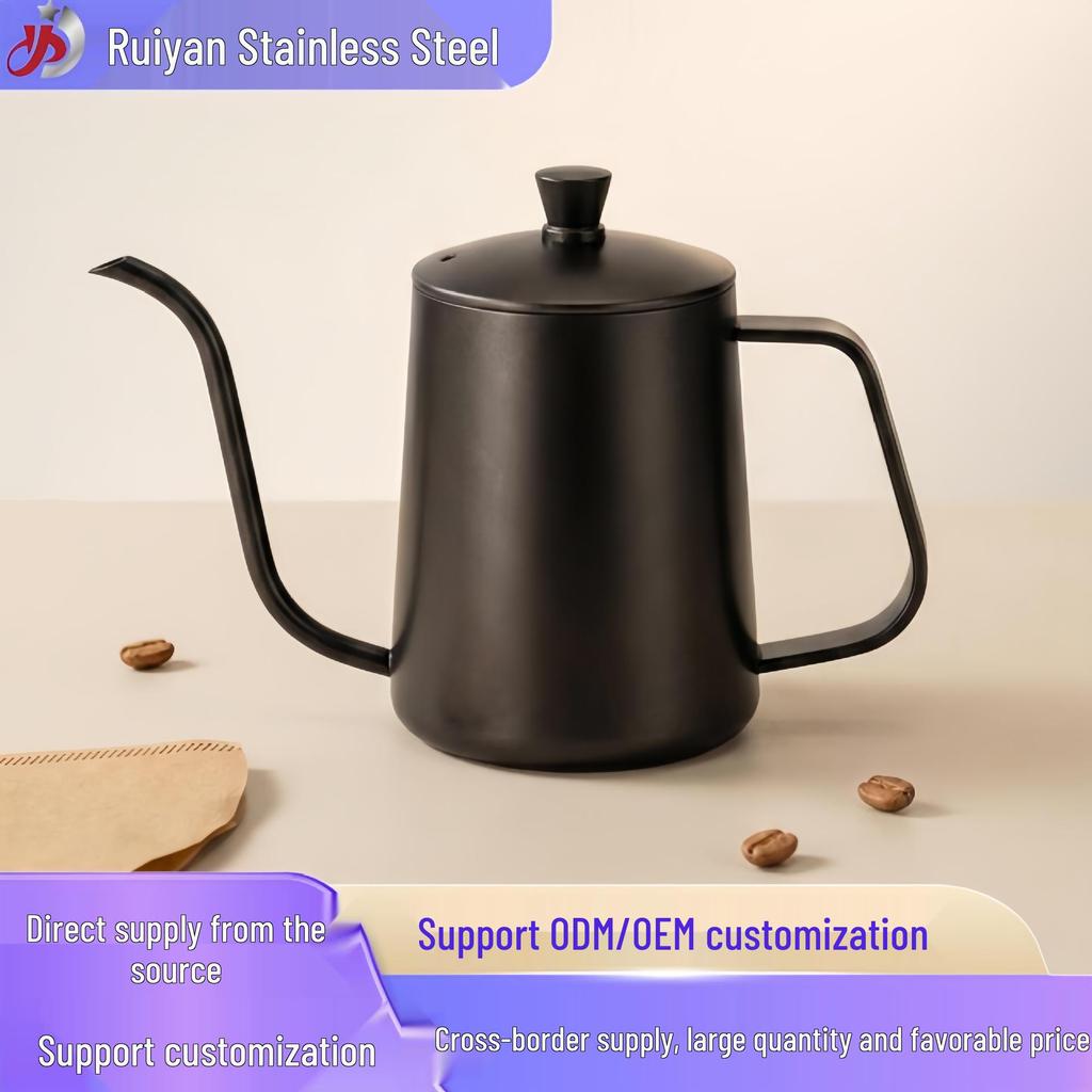 304 Stainless Steel Pour-Over Coffee Pot with Ear Handle, Narrow Spout for Home Drip Brewing